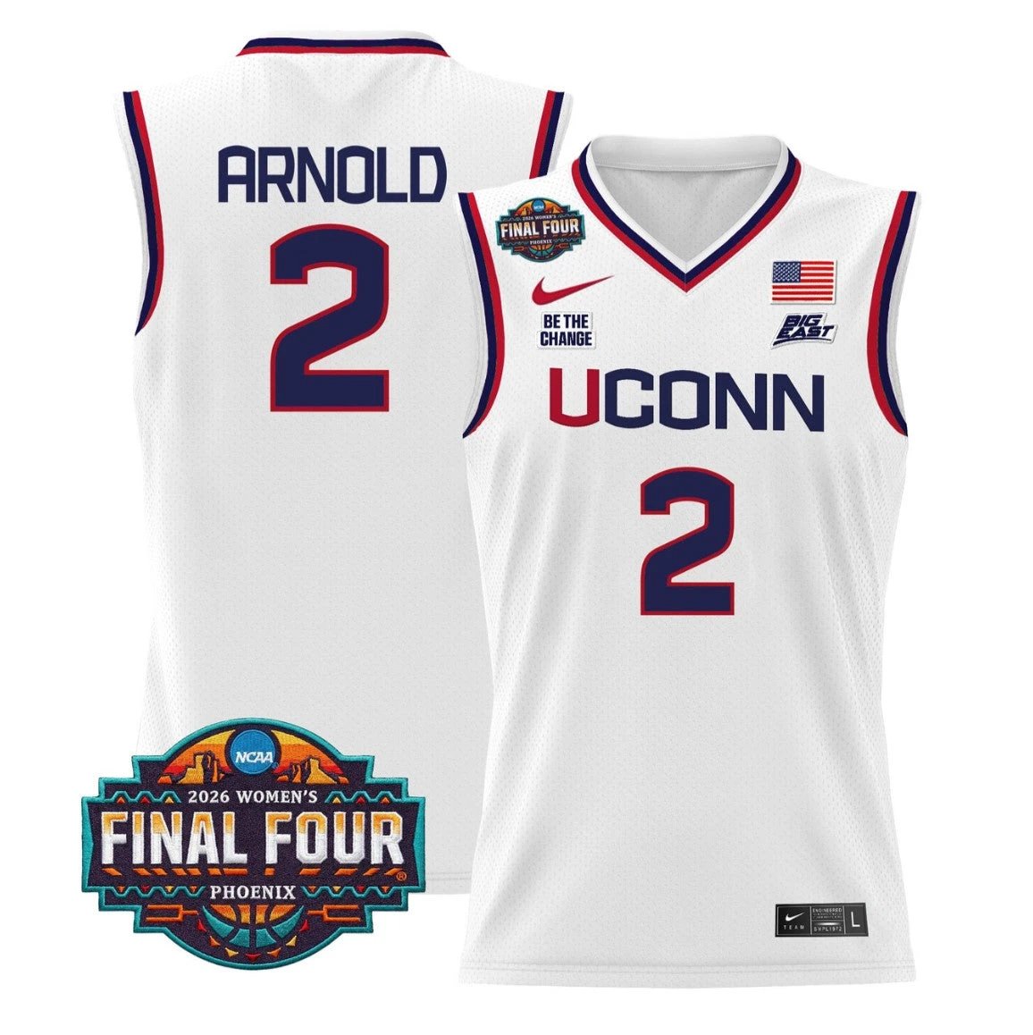 KK Arnold Jersey #2 UConn Huskies 2026 Tournament Final Four Stitched White by My store basketball