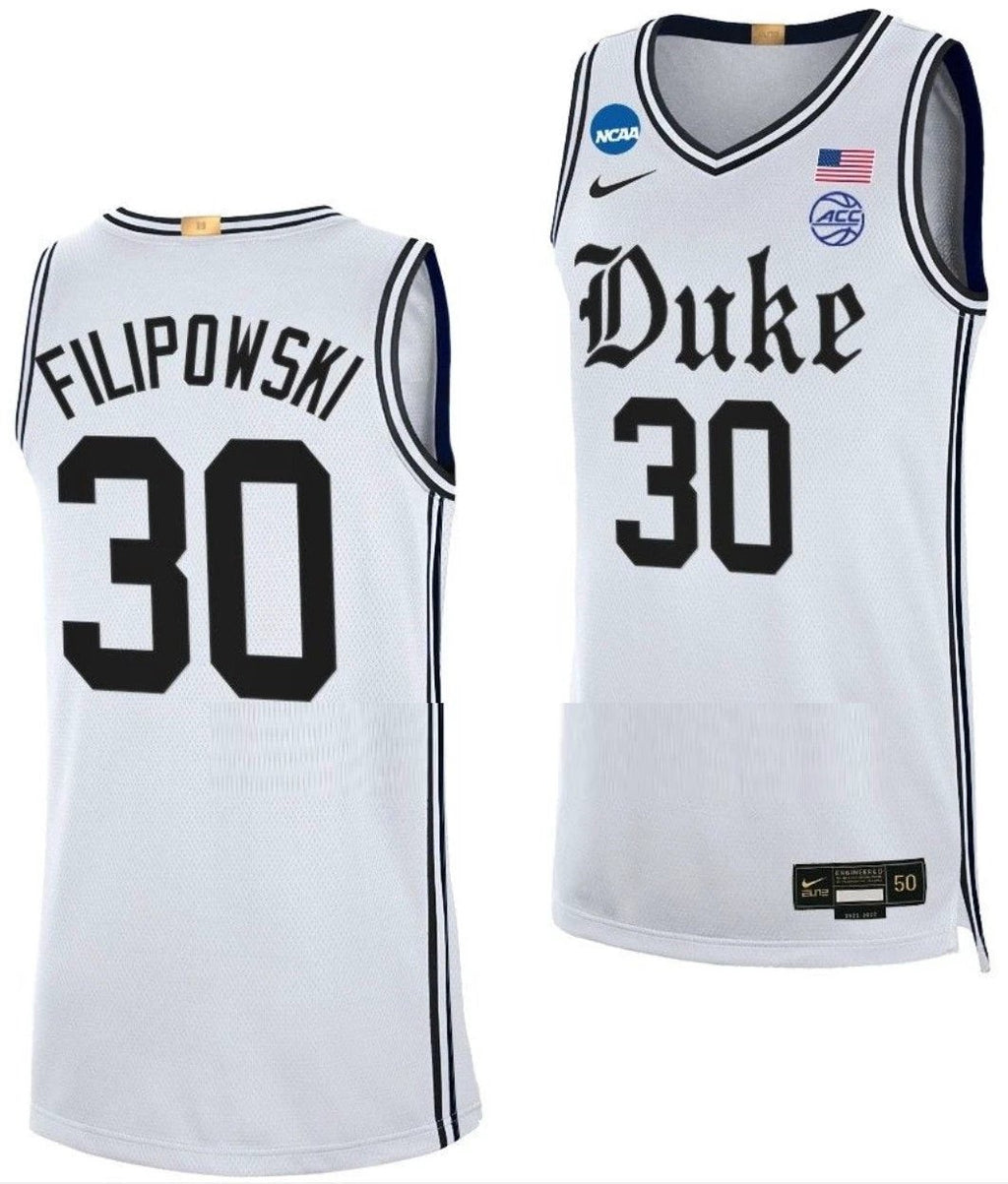 Kyle Filipowski Jersey Duke Blue Devil College Basketball 2023 NCAA March Madness White #30 by My store basketball