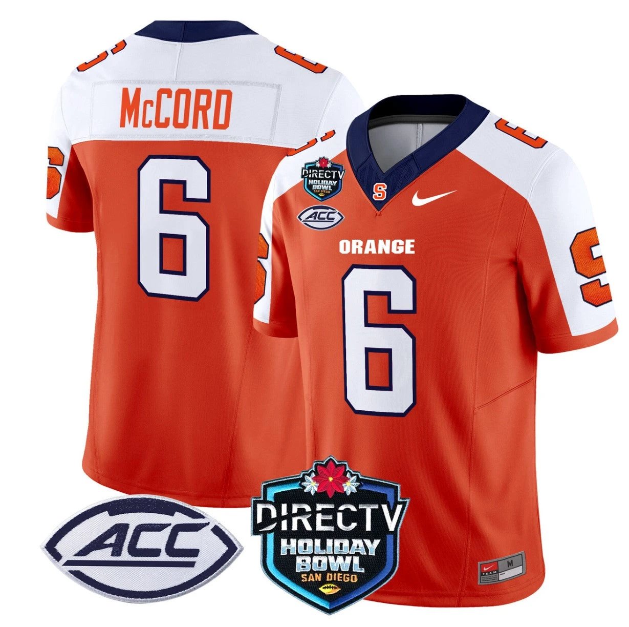 Kyle McCord Jersey #6 Syracuse Orange 2025 Holiday Bowl Patch Orange Alternate by My Store