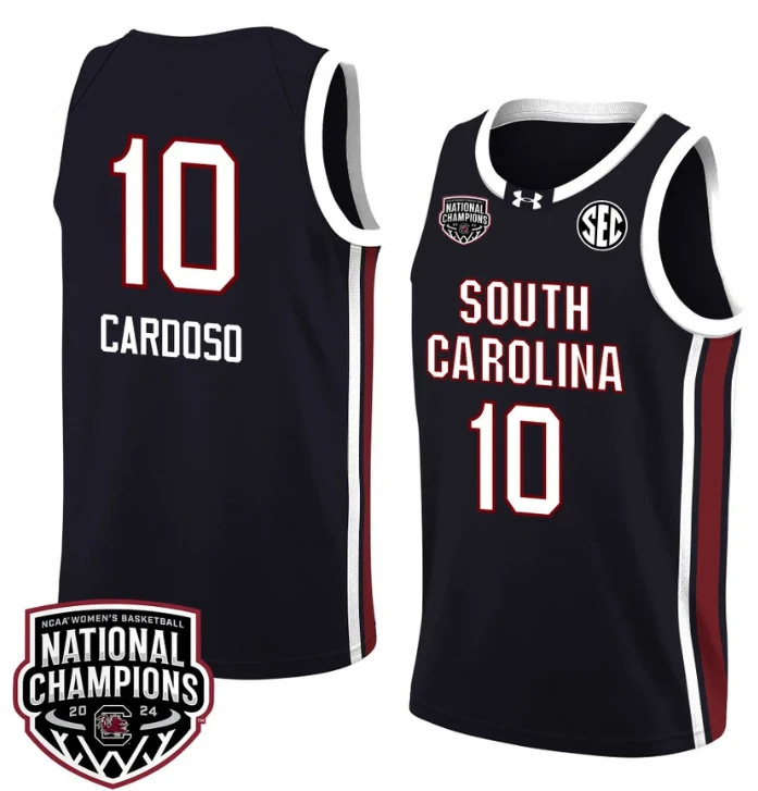 Kamilla Cardoso Jersey #10 South Carolina Gamecocks 2024 NCAA Basketball National Champions Black by My store basketball