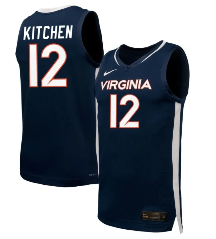 Kamryn Kitchen Jersey #12 Virginia Cavaliers NIL Basketball Navy by My store basketball