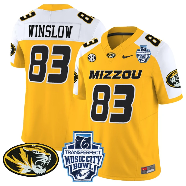 Kellen Winslow Jersey #83 Missouri Tigers 2024 Music City Bowl Gold Alternate by My Store