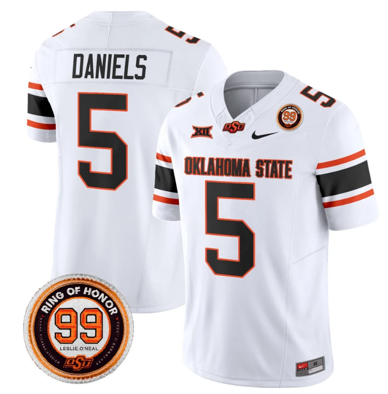 Kendal Daniels Jersey #5 Oklahoma State Cowboys Leslie O'neal Patch Vapor Limited College Football Stitched White by My Store