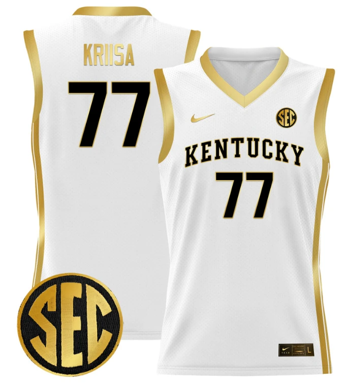 Kerr Kriisa Jersey #77 Kentucky Wildcats Lightweight Basketball White Gold by My store basketball