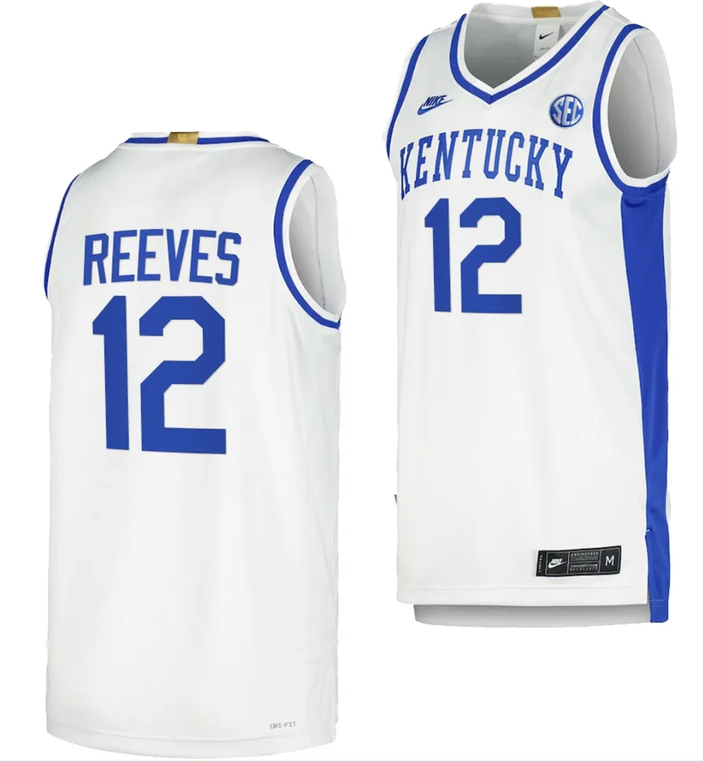 Kentucky Wildcats Antonio Reeves Jersey #12 Limited Retro Basketball White 2023-24 by My store basketball