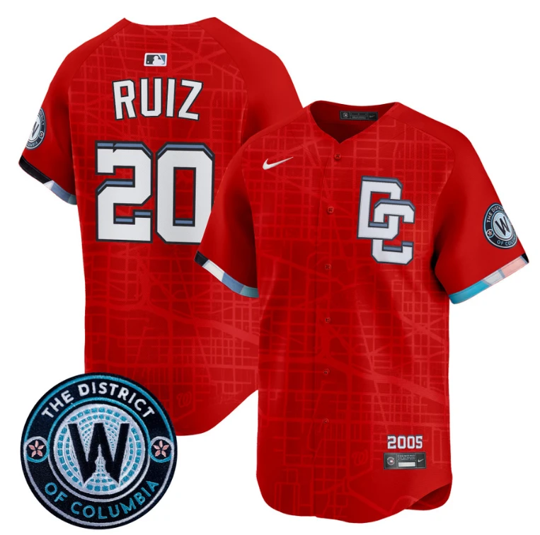 Keibert Ruiz Jersey #20 Washington Nationals 2025 City Connect Premier Limited Stitched Red by My Store