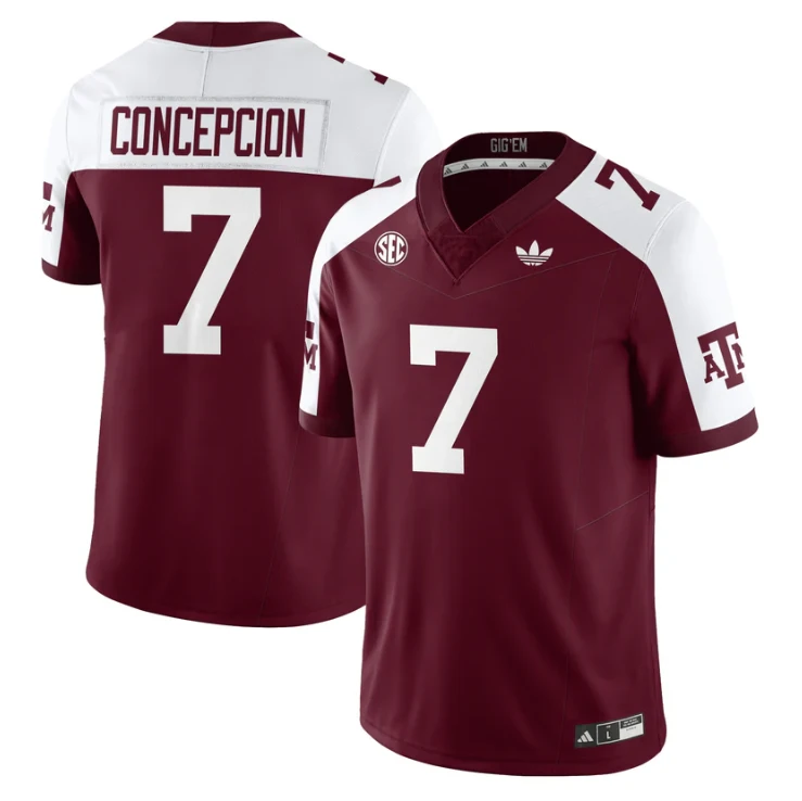 KC Concepcion Jersey #7 Texas A&M Aggies 1975 Throwback Stitched Maroon Alternate by NCAA Football Jersey