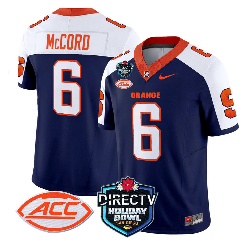 Kyle McCord Jersey #6 Syracuse Orange 2025 Holiday Bowl Patch Navy Alternate by My Store