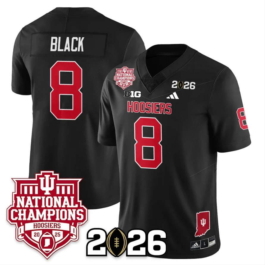 Kaelon Black Jersey #8 Indiana Hoosiers 2025 National Champions Stitched Black by My Store NCAA Football Jerseys