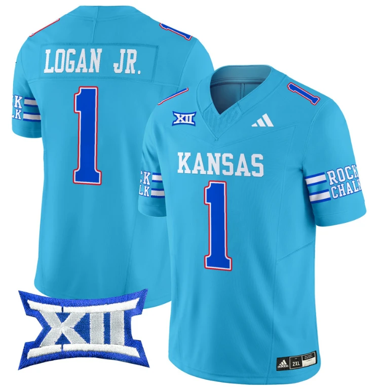 Kenny Logan Jr Jersey #1 Kansas Jayhawks 2024 Vapor College Football Vapor Limited Old Ku by My Store