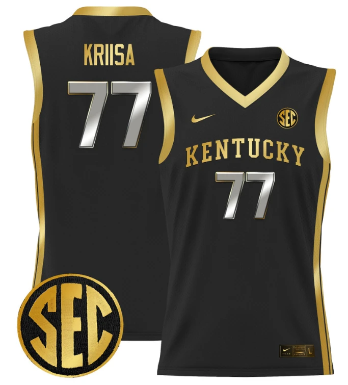 Kerr Kriisa Jersey #77 Kentucky Wildcats Lightweight Basketball Black Gold by My store basketball