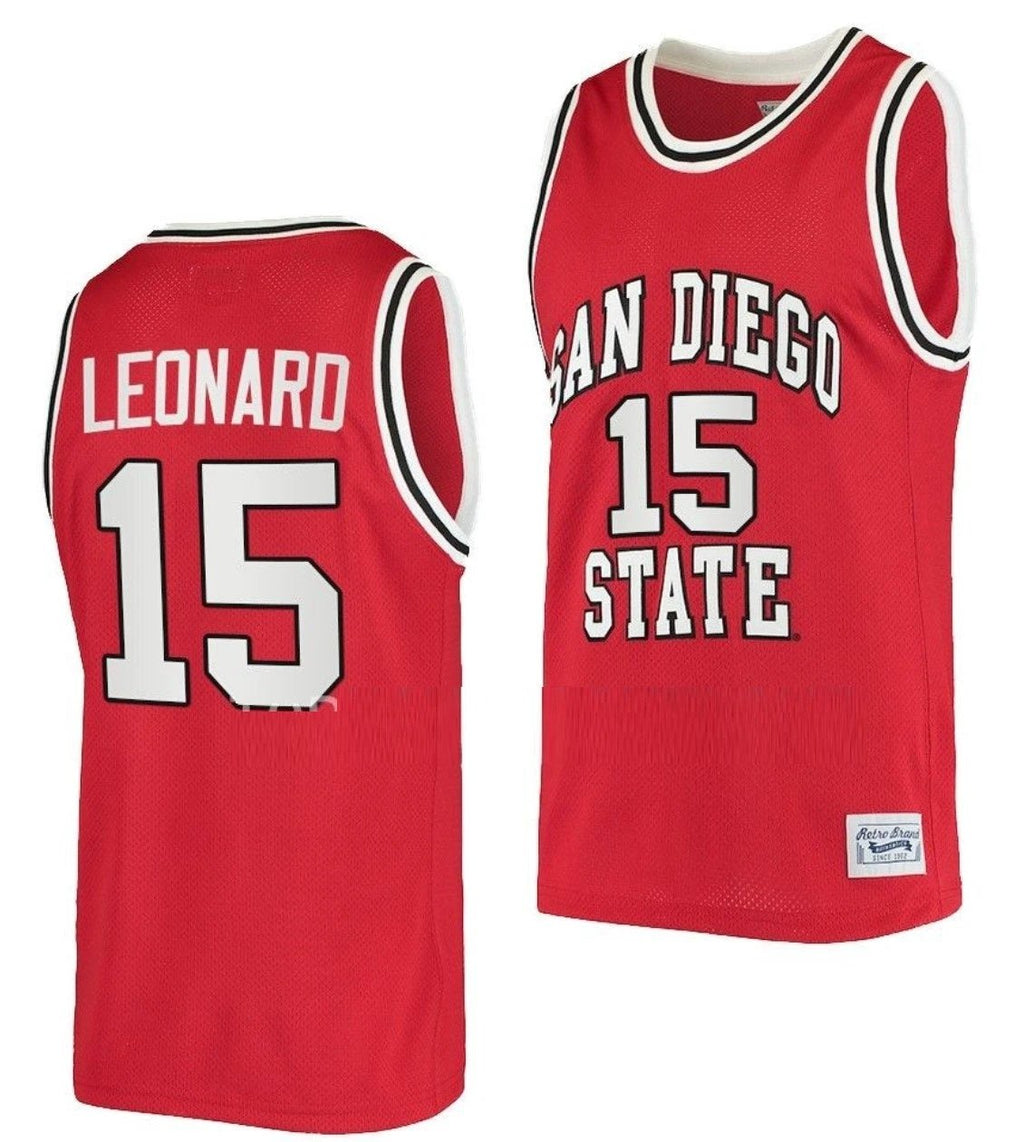 Kawhi Leonard Jersey San Diego State Aztecs College Basketball Red Retro #15 by My store basketball