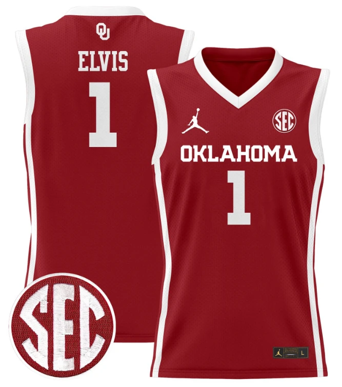 Kobe Elvis Jersey #1 Oklahoma Sooners 2024 Lightweight Basketball Crimson by My store basketball