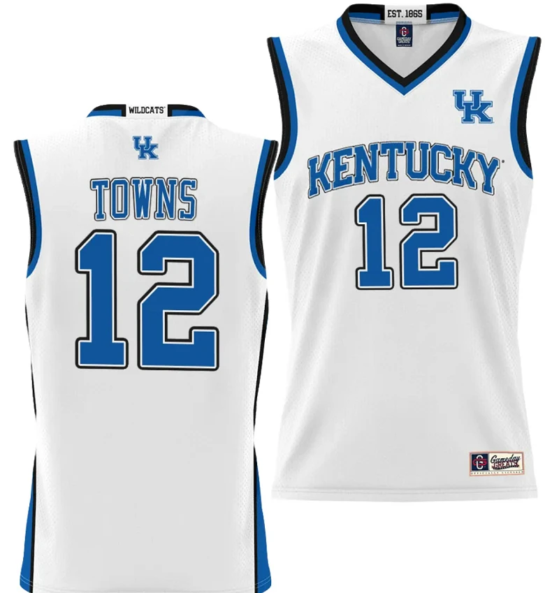 Karl Anthony Towns Jersey #12 Kentucky Wildcats NIL College Basketball Lightweight White by My store basketball