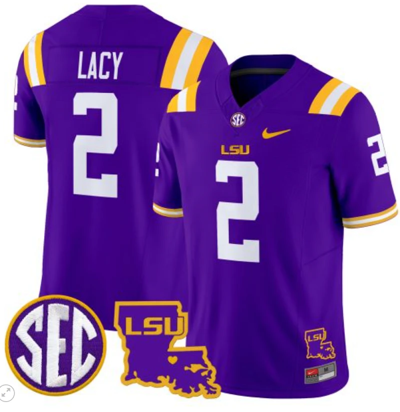 Kyren Lacy Jersey #2 LSU Tigers 2024 Louisiana Patch Vapor Limited College Football Stitched Purple by My Store