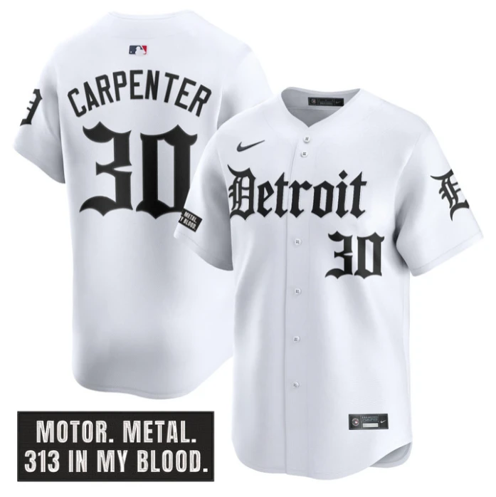 Kerry Carpenter Jersey #30 Detroit Tigers Motor Gothic Edition Vapor Limited Stitched White by My Store