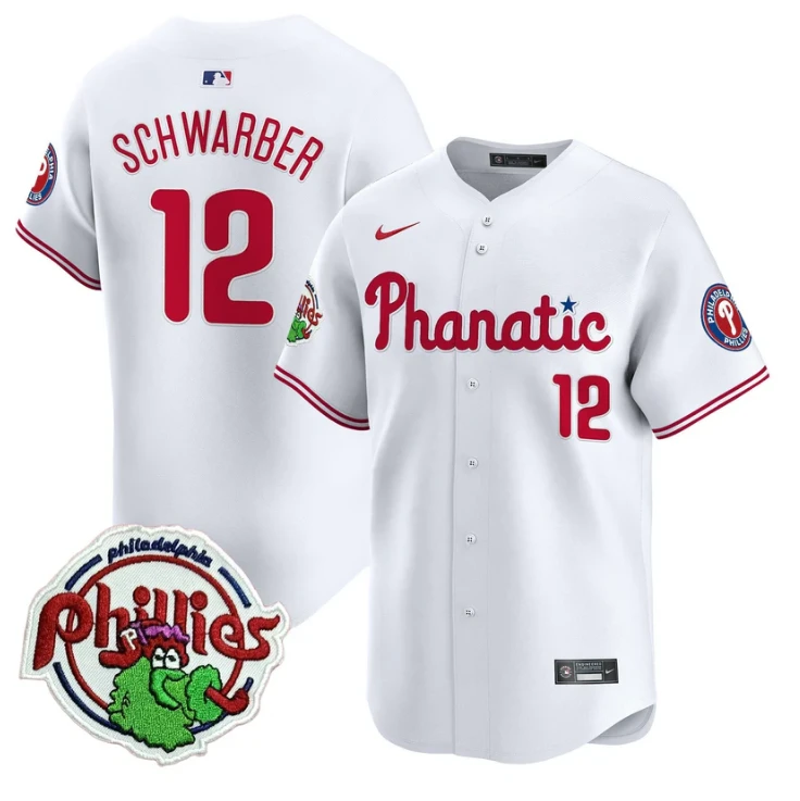 Kyle Schwarber Jersey #12 Phillies Phanatic Patch Vapor Premier Limited Stitched White by My Store