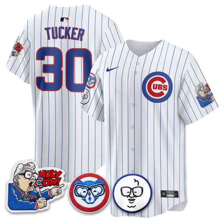 Kyle Tucker Jersey #30 Chicago Cubs Harry Caray Holy Cow Patch Premier Limited Stitched White by My Store
