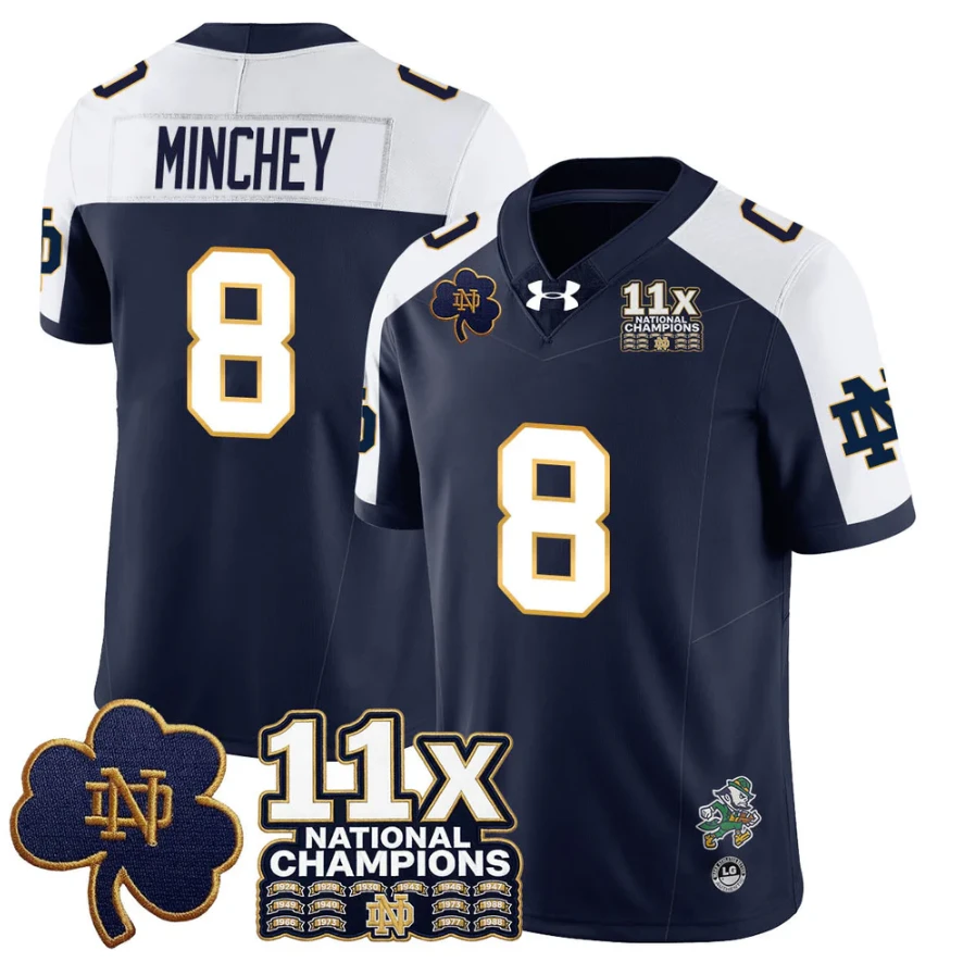 Kenny Minchey Jersey #8 Notre Dame 11x-Time National Champions Stitched by My Store NCAA Football Jerseys