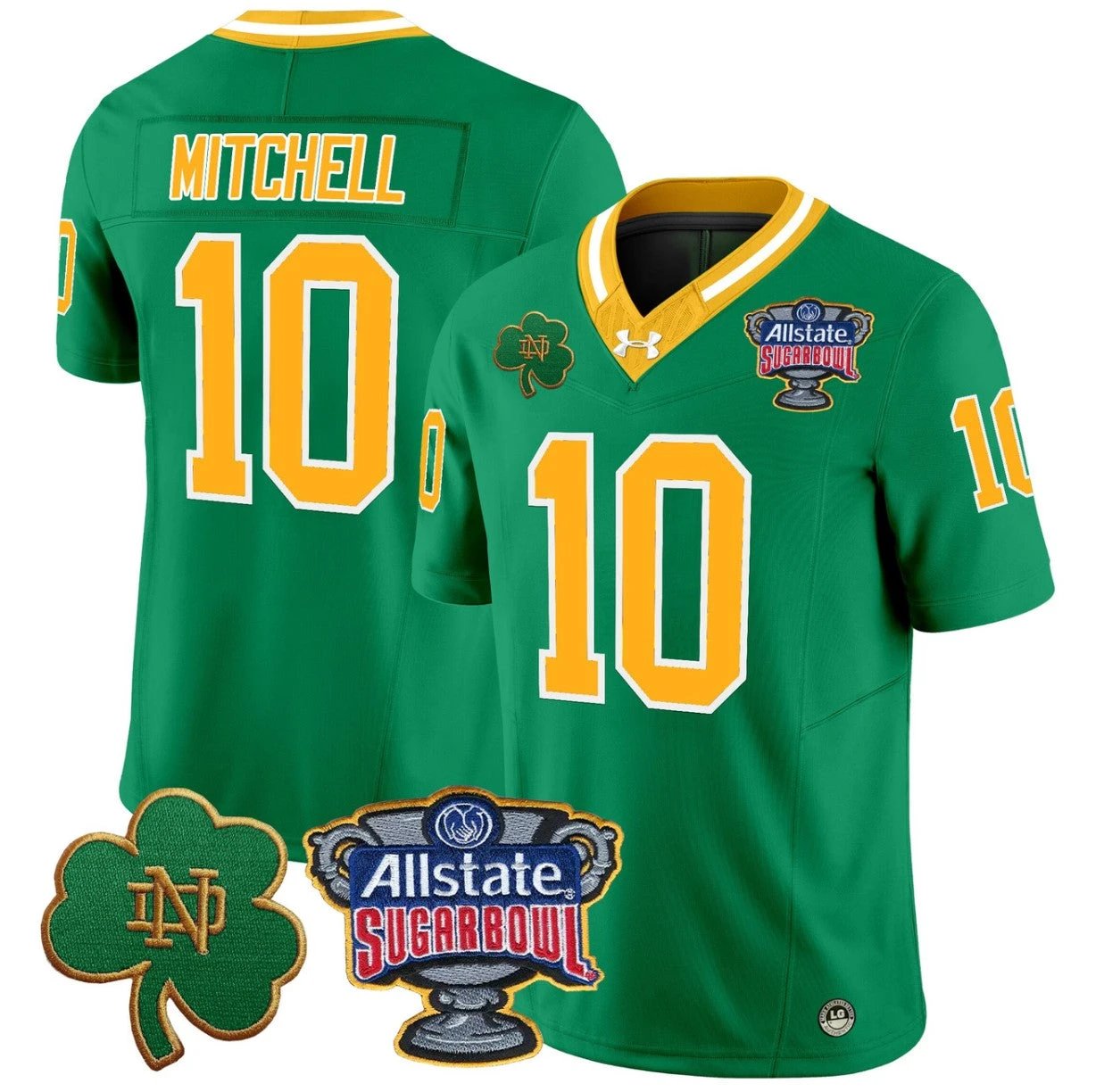 Kris Mitchell Jersey #10 Notre Dame 2024 Sugar Bowl Patch V2 Throwback by NCAA Football Jersey
