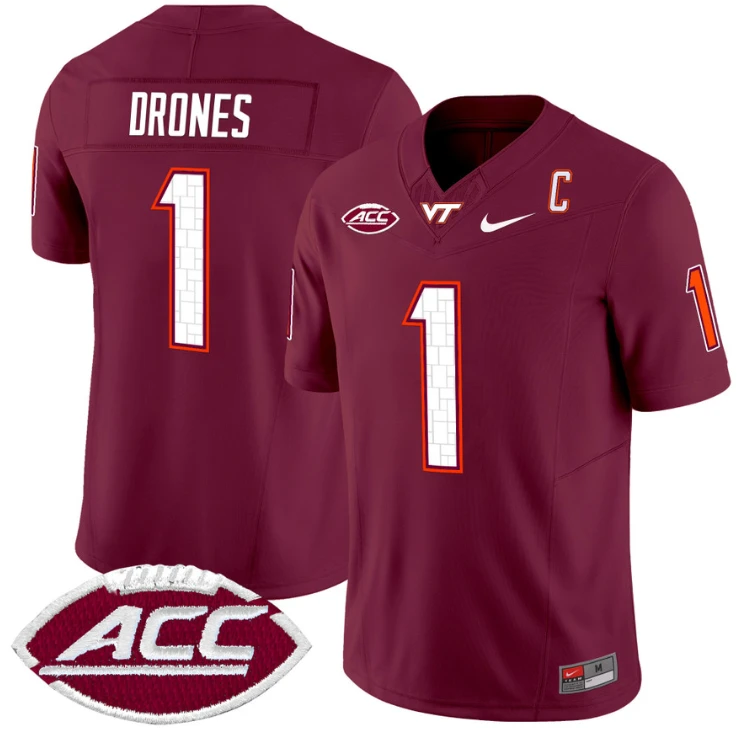Kyron Drones Jersey #1 Virginia Tech Hokies Vapor Limited College Football Maroon by My Store