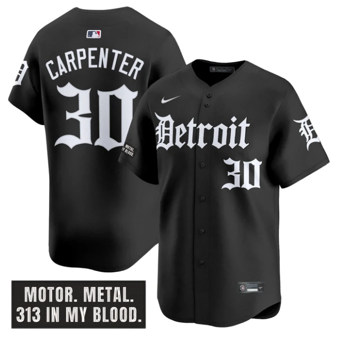 Kerry Carpenter Jersey #30 Detroit Tigers Motor Gothic Edition Vapor Limited Stitched Black by My Store