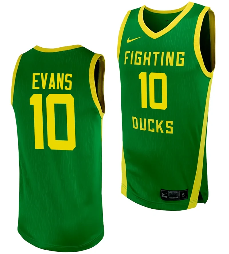 Kwame Evans Jersey #10 Oregon Ducks Replica College Basketball uniform Green by My store basketball