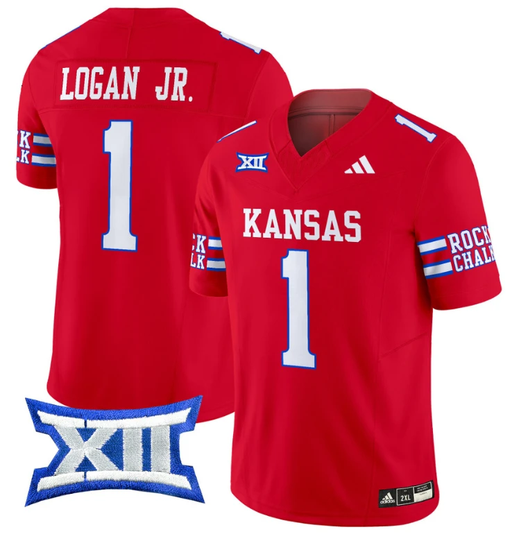 Kenny Logan Jr Jersey #1 Kansas Jayhawks 2024 Vapor College Football Vapor Limited Red by My Store