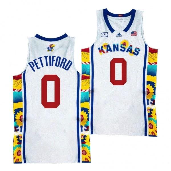 Kansas Jayhawks #0 Bobby Pettiford Jersey 2022 Sunflower Showdown White Basketball Jerseys by My store basketball