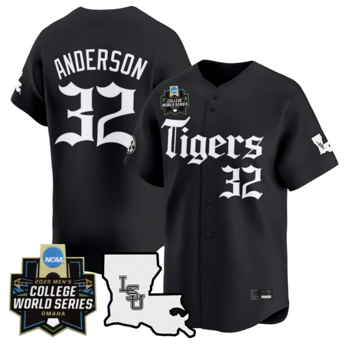 Kade Anderson Jersey #32 LSU Tigers 2025 World Series Gothic Geaux Edition Black by My Store