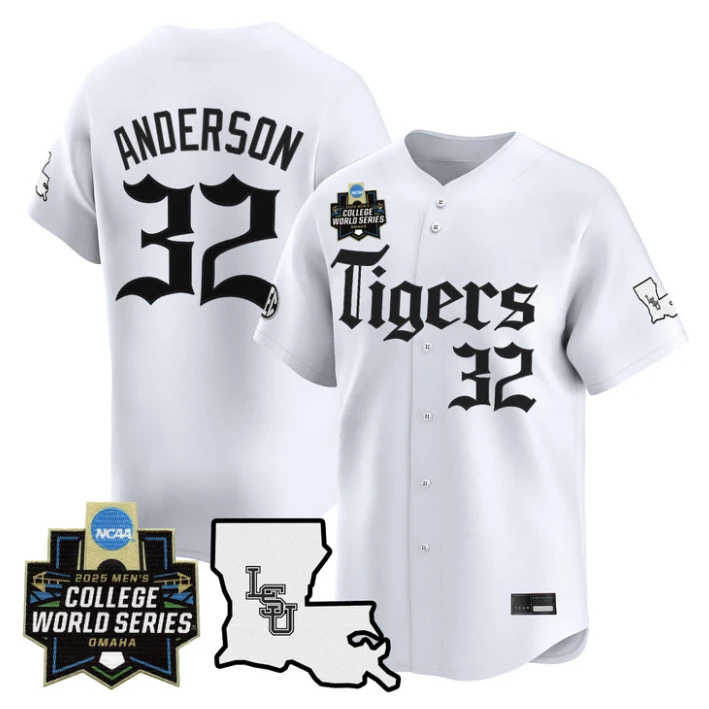 Kade Anderson Jersey #32 LSU Tigers 2025 World Series Gothic Geaux Edition White by My Store