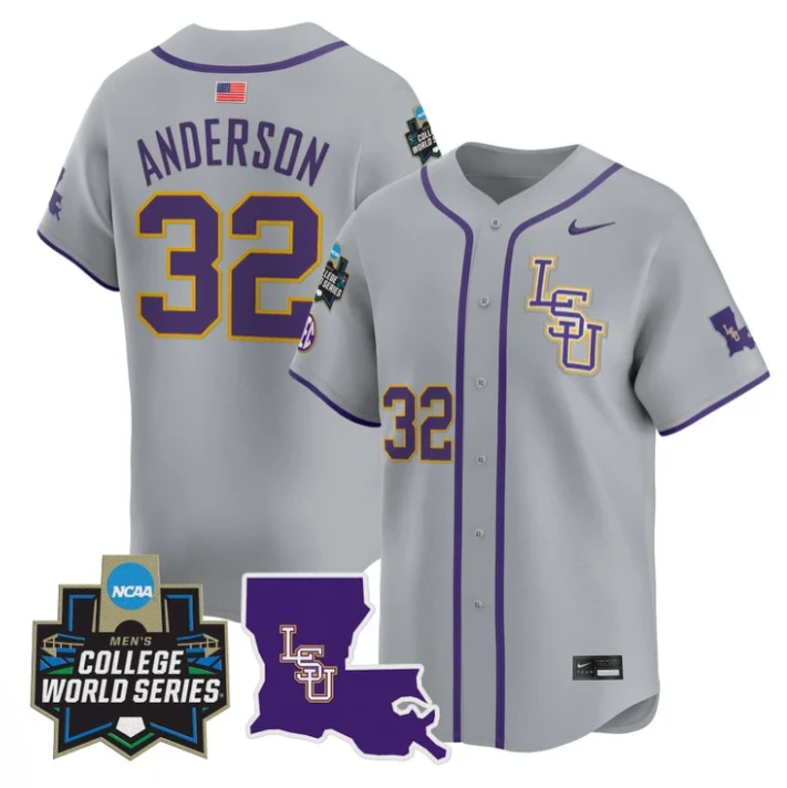 Kade Anderson Jersey #32 LSU Tigers 2025 World Series Stitched Gray by My Store