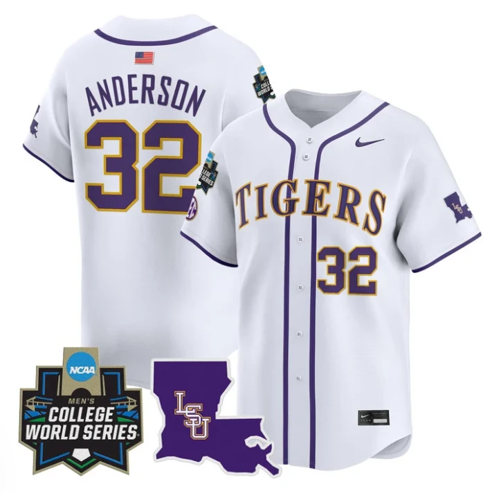 Kade Anderson Jersey #32 LSU Tigers 2025 World Series Stitched White by My Store