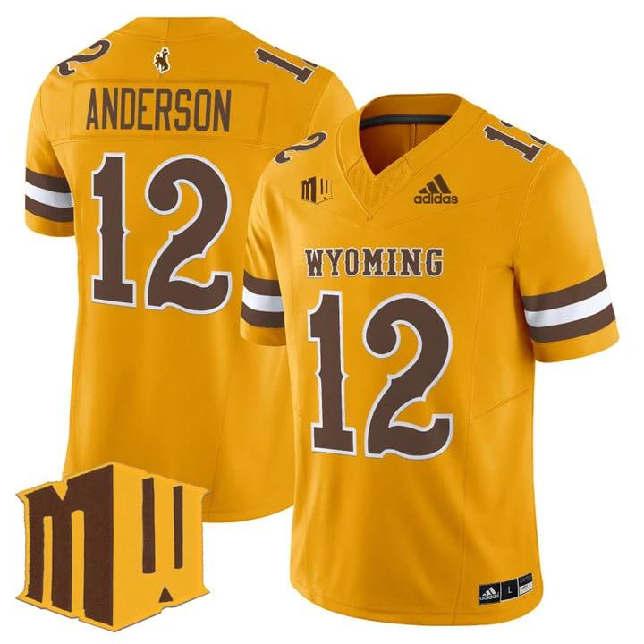 Kaden Anderson Jersey #12 Wyoming Cowboys 2025 Vapor Limited Stitched Gold by NCAA Football Jersey
