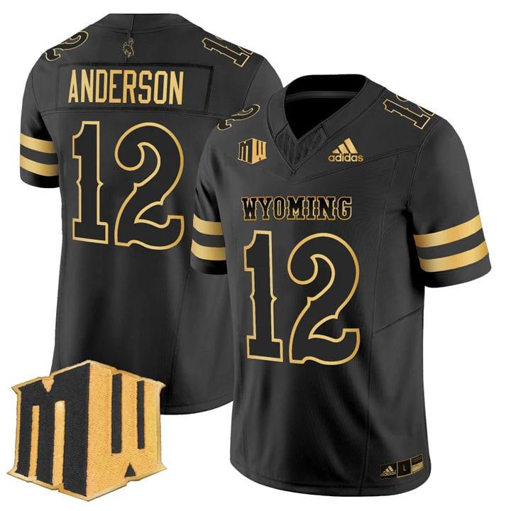 Kaden Anderson Jersey #12 Wyoming Cowboys 2025 Gold Vapor Stitched by My Store NCAA Football Jerseys