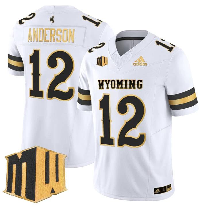Kaden Anderson Jersey #12 Wyoming Cowboys 2025 Gold Vapor Stitched by My Store NCAA Football Jerseys