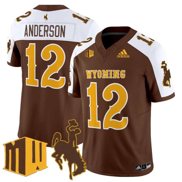 Kaden Anderson Jersey #12 Wyoming Cowboys 2025 Vapor Limited Stitched by My Store NCAA Football Jerseys
