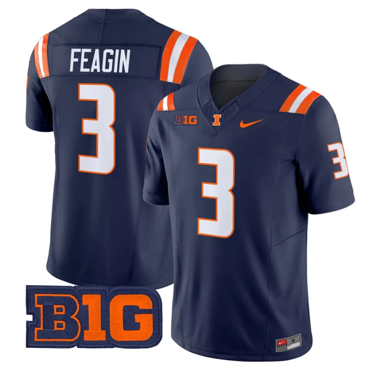 Kaden Feagin Jersey #3 Illinois Fighting Illini 2025 Vapor Stitched by My Store NCAA Football Jerseys