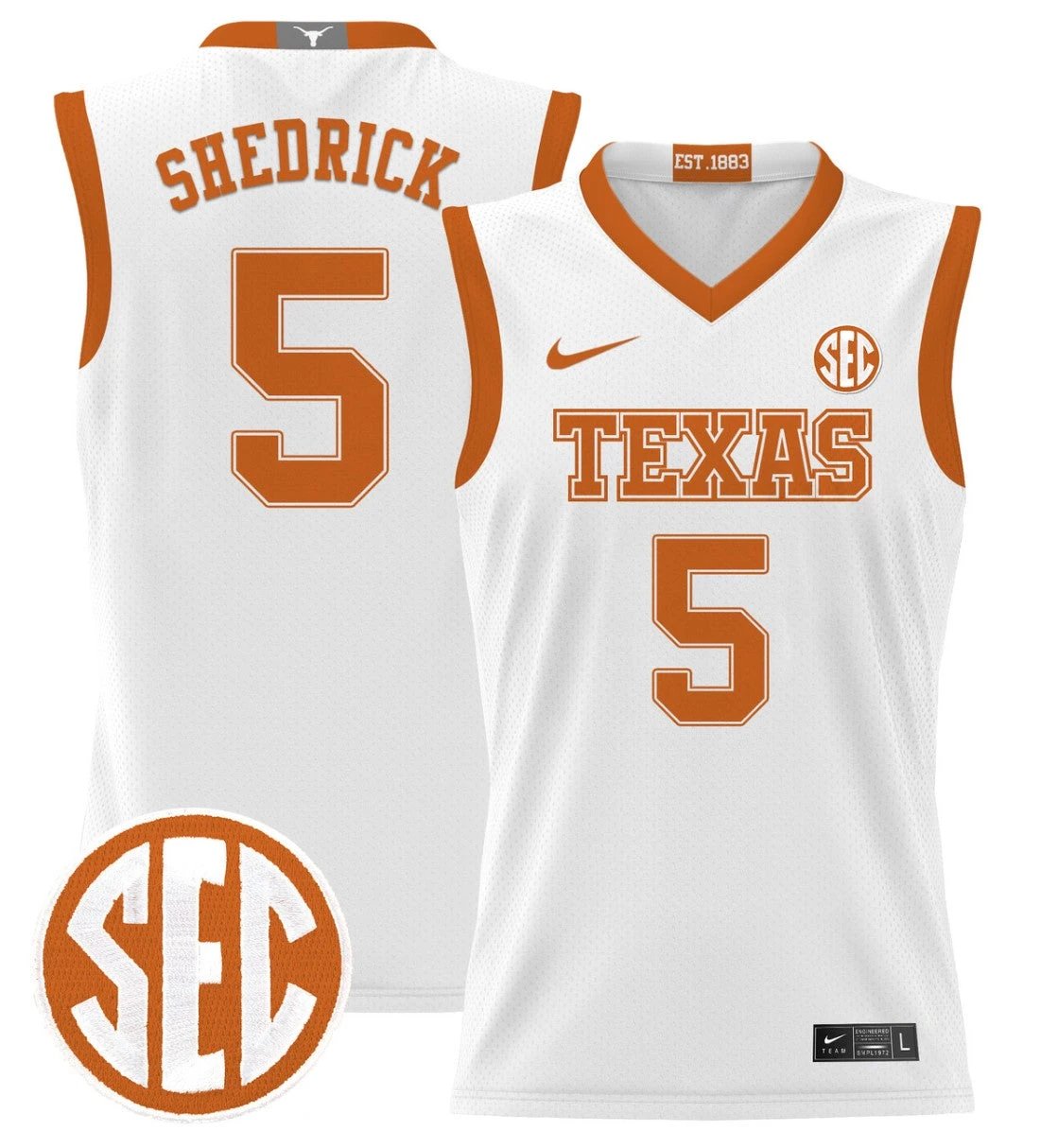 Kadin Shedrick Jersey #5 Texas Longhorns 2024 Lightweight Basketball White by My store basketball