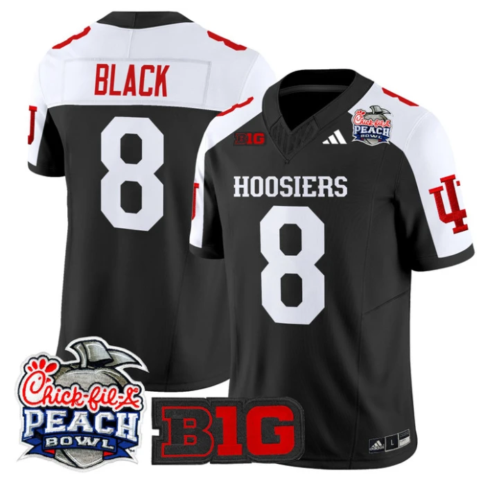 Kaelon Black Jersey #8 Indiana Hoosiers 2026 Peach Bowl Patch Stitched Black Alternate by NCAA Football Jersey