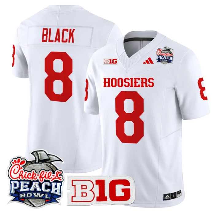 Kaelon Black Jersey #8 Indiana Hoosiers 2026 Peach Bowl Patch Stitched White by NCAA Football Jersey