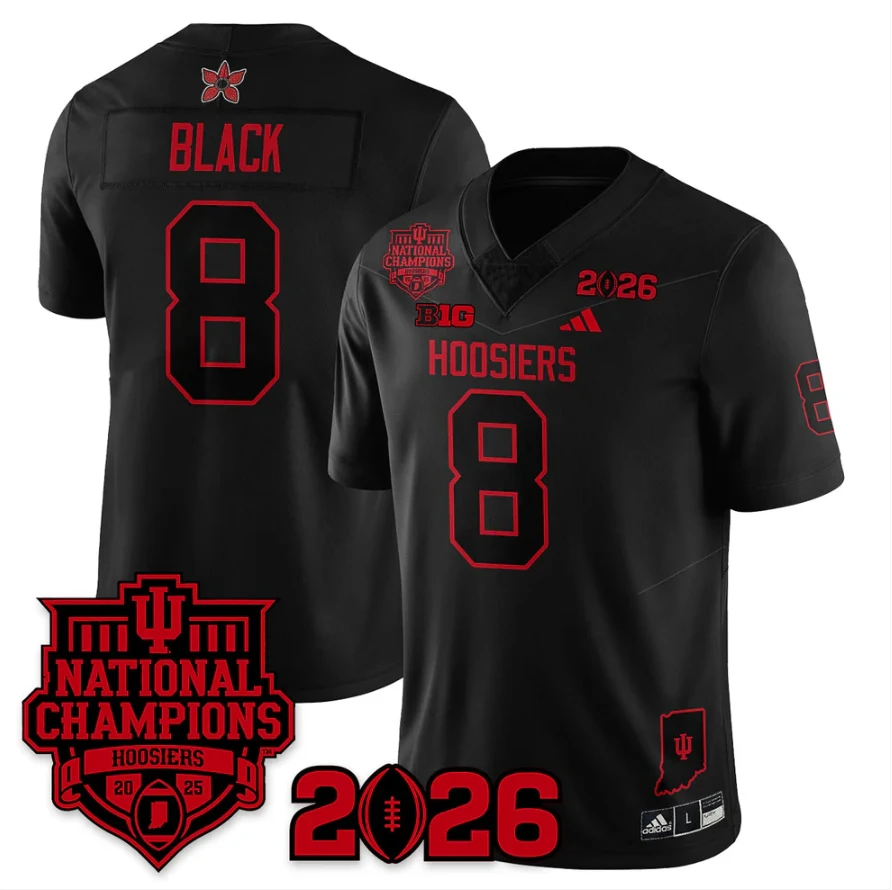 Kaelon Black Jersey #8 Hoosiers Stranger Things 2025 Champions Stitched by My Store NCAA Football Jerseys