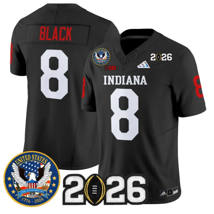 Kaelon Black Jersey #8 Hoosiers United States 250th Patch V2 Stitched by My Store NCAA Football Jerseys