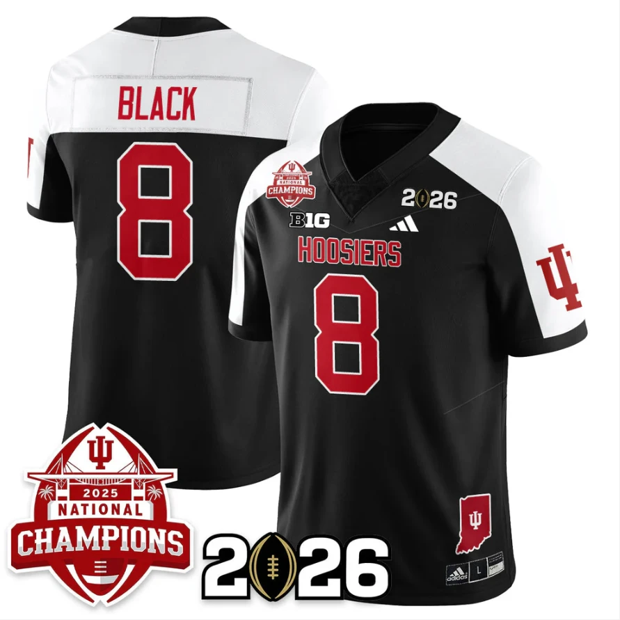 Kaelon Black Jersey #8 Indiana Hoosiers 2025 National Champions V2 Stitched by My Store NCAA Football Jerseys