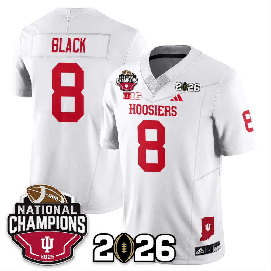 Kaelon Black Jersey #8 Indiana Hoosiers 2025 National Champions V3 Stitched by My Store NCAA Football Jerseys