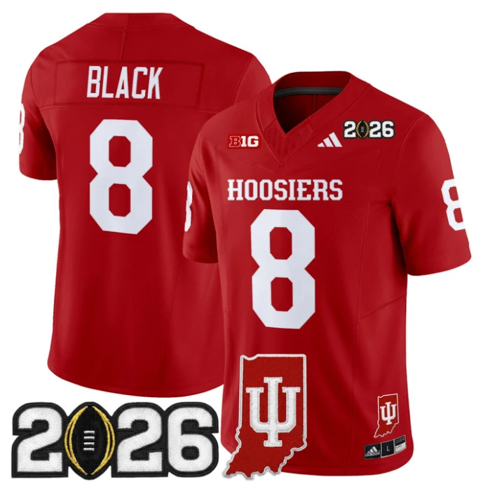 Kaelon Black Jersey #8 Indiana Hoosiers 2026 CFP Final Indiana State Stitched by My Store NCAA Football Jerseys