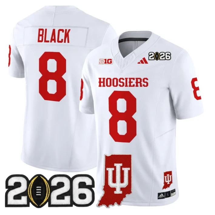 Kaelon Black Jersey #8 Indiana Hoosiers 2026 CFP Final Indiana State Stitched by My Store NCAA Football Jerseys