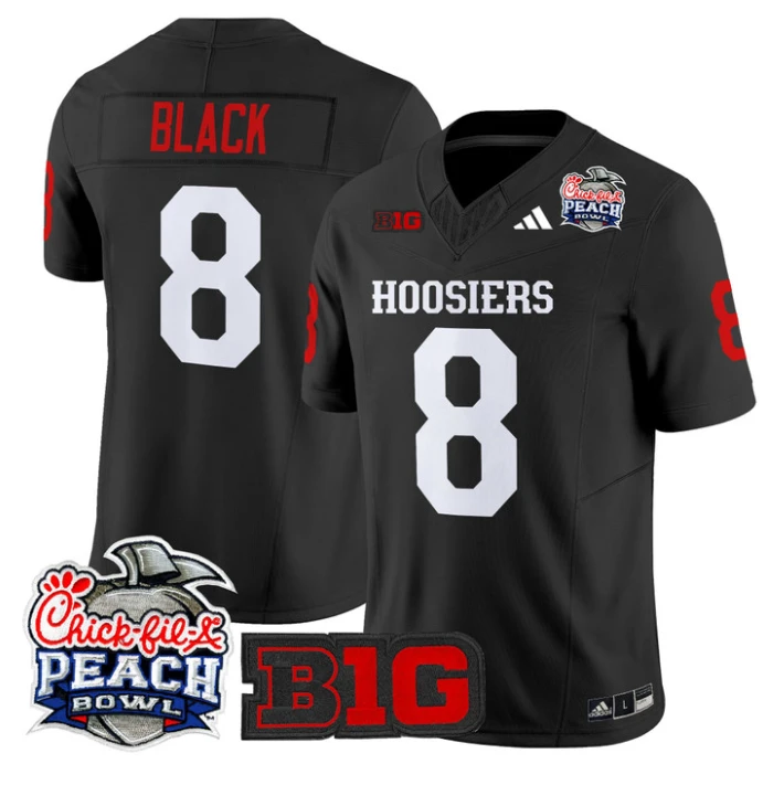 Kaelon Black Jersey #8 Indiana Hoosiers 2026 Peach Bowl Patch Stitched by My Store NCAA Football Jerseys