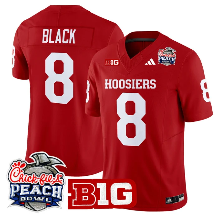 Kaelon Black Jersey #8 Indiana Hoosiers 2026 Peach Bowl Patch Stitched by My Store NCAA Football Jerseys