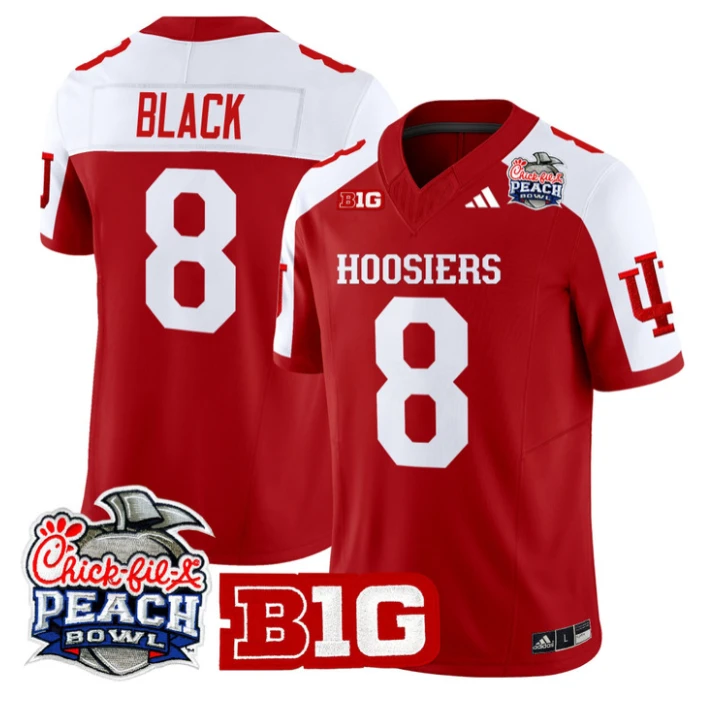 Kaelon Black Jersey #8 Indiana Hoosiers 2026 Peach Bowl Patch Stitched by My Store NCAA Football Jerseys